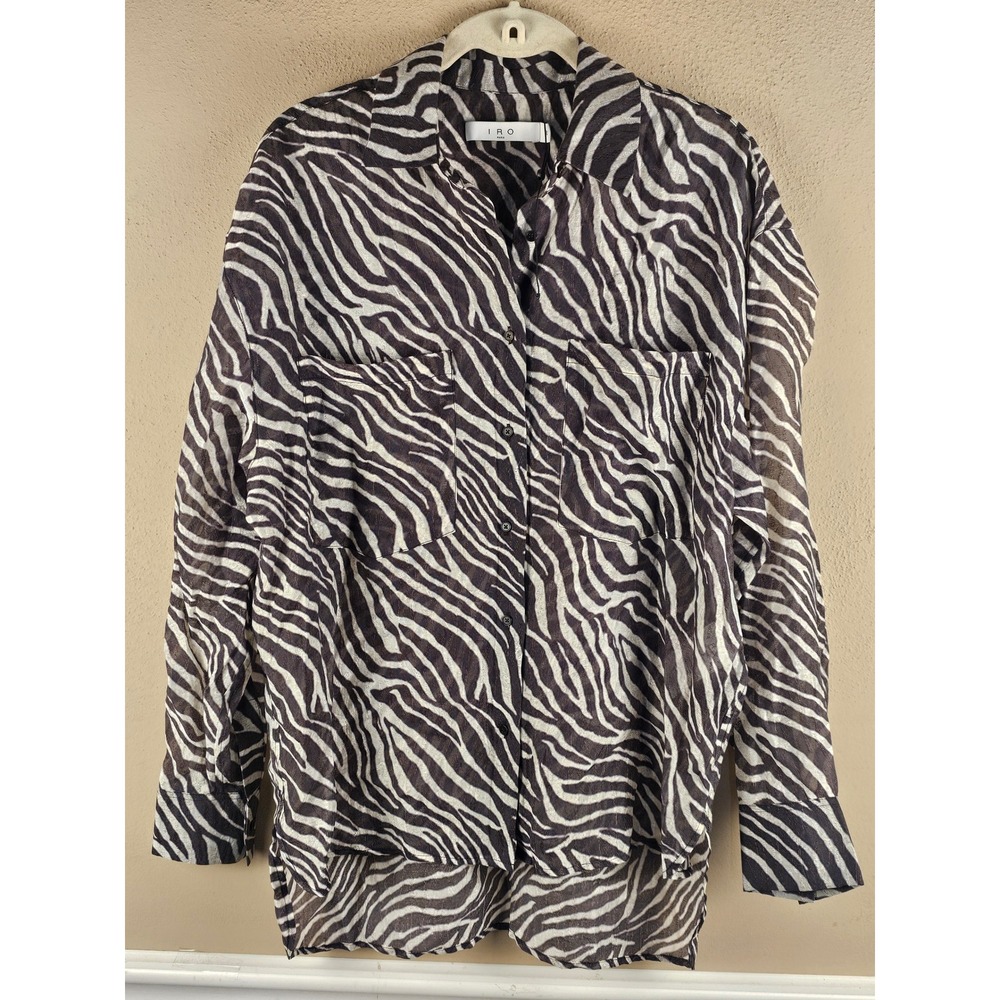 NWOT IRO Paris Womens Farri Zebra Print Blouse 36
